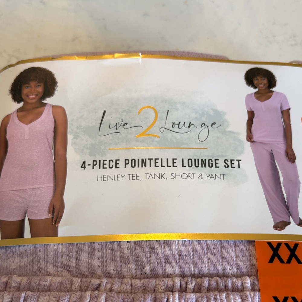 Women's 4-Piece Pointelle Lounge Set - Lilac PJ PJs